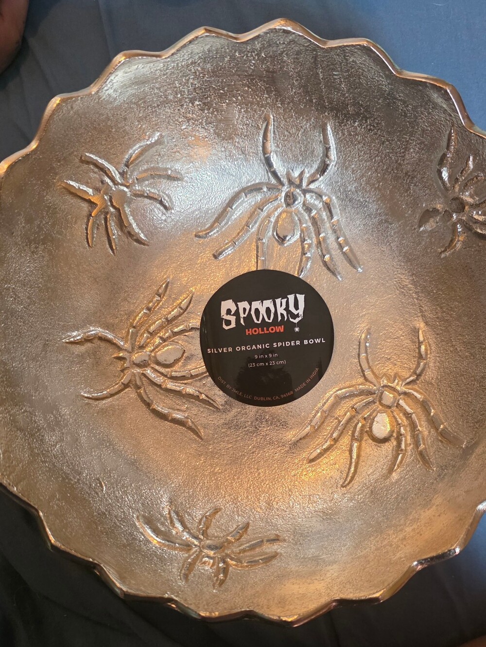 NEW Spooky Hollow Silver Organic Spider Bowl